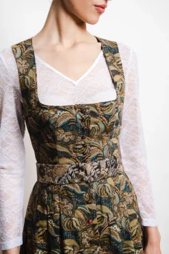 SPORTALM Dirndl*Dirndl mit Allover-Druck und Schürze mit Lochstickerei