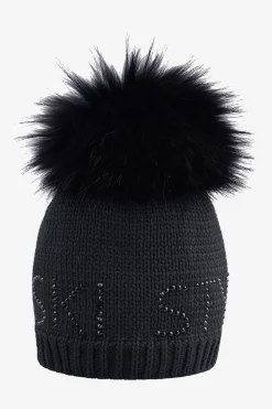 Damen SPORTALM Accessoires Mit Pelz|Best Of Hats*Grobstrickmütze mit Echtpelz-Bommel