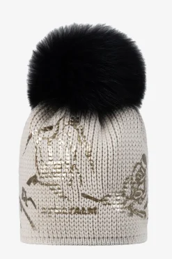 Damen SPORTALM Accessoires Mit Pelz|Accessoires Mit Pelz*Grobstrickmütze mit Echtpelz-Bommel