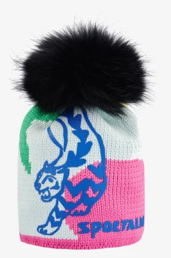 Damen SPORTALM Accessoires Mit Pelz|Accessoires Mit Pelz*Grobstrickmütze mit Echtpelz-Bommel