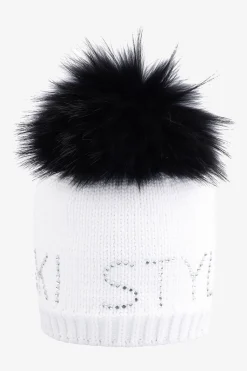 Damen SPORTALM Accessoires Mit Pelz|Accessoires Mit Pelz*Grobstrickmütze mit Echtpelz-Bommel